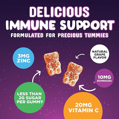 Kids Immune Support Gummy - Vitamin C, Zinc & Echinacea, Daily Children's Immune Support Gummies for Kids Ages 4 and Up, Nature's Vitamins for Kids, Vegan & Non-GMO, Natural Berry Flavor - 90 Gummies