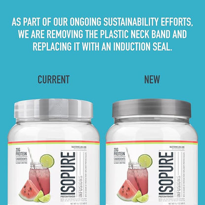 Isopure Clear Whey Isolate Protein Powder Infusions, Lactose Free, Gluten Free, Naturally Flavored, Citrus Lemonade, 20g Protein Per Serving, 1.9 Lb, 36 Servings
