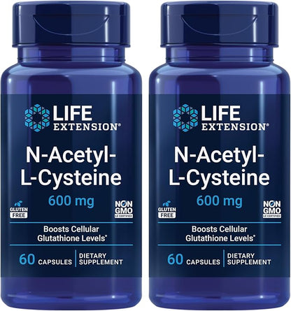 Life Extension N-Acetyl-L-Cysteine (NAC), Immune, Respiratory, 600 mg, 60 Capsules