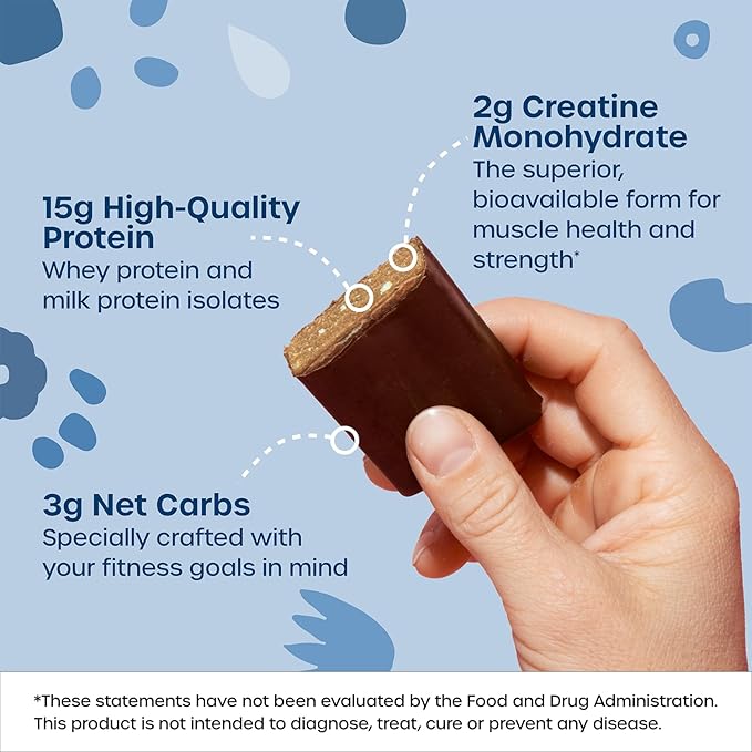 Fx Yes Whey Bar - 15g Whey Protein Bar with Creatine to Support Muscles, Energy & Peak Performance - 1g Sugar + 4g Net Carbs - Soy-Free Chocolate Oat Milk Crisp Flavor Protein Snack (12 Bars)