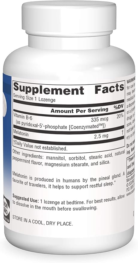 Source Naturals Melatonin, Sleep Supplement, 2.5 mg 240 Peppermint