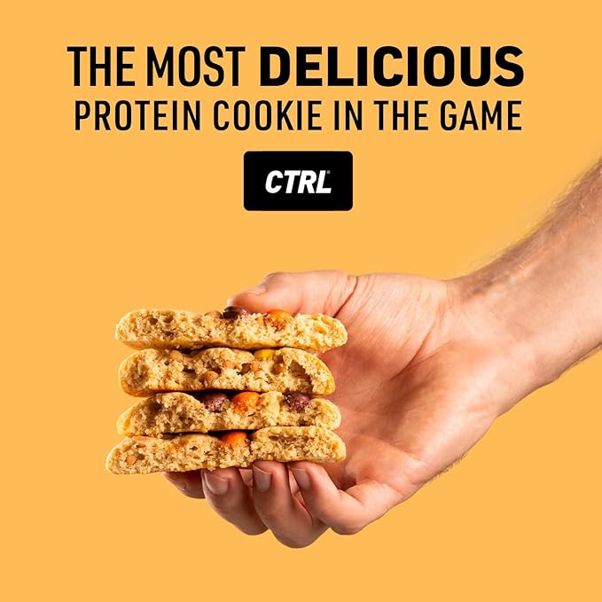 CTRL Peanut Butter Piece Protein Cookies - Soft Baked Cookies with Rich and Creamy Peanut Butter Pieces - Nutrition Packed Protein Treats with 15g of Protein, 4g Collagen & Fiber - Protein Snack for Active Lifestyles (12 Pack)