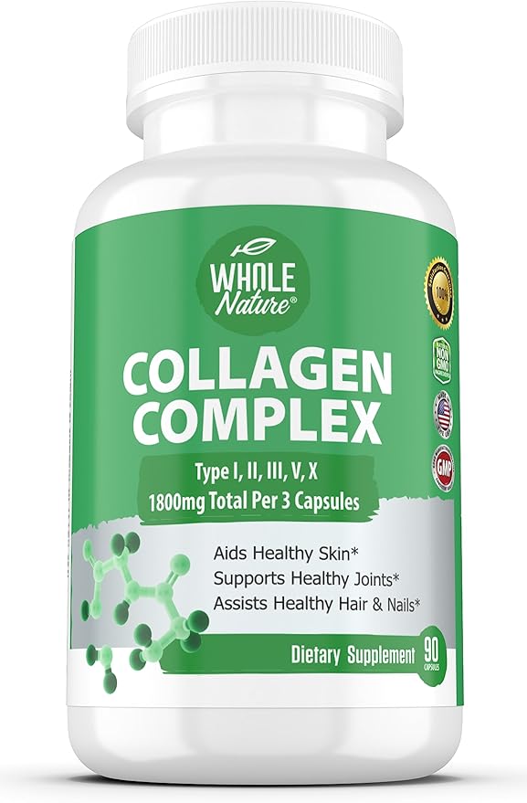 Multi Collagen Protein Peptides Supplement Capsules 1800mg Collagen 100% Natural, 90ct (1) (1)