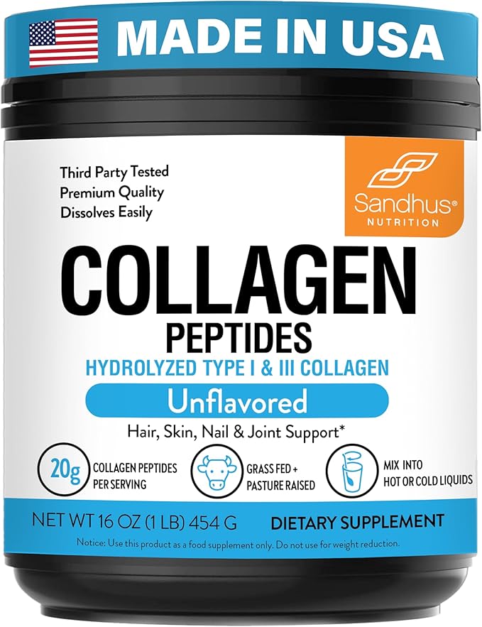 Sandhu's Collagen Peptides Powder|1 lb, 22
