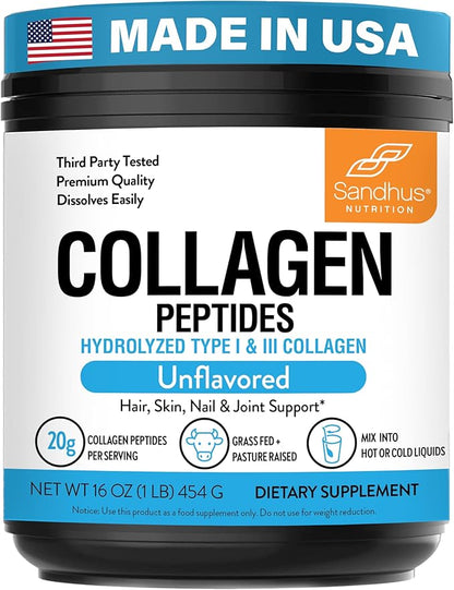 Sandhu's Collagen Peptides Powder|1 lb, 22