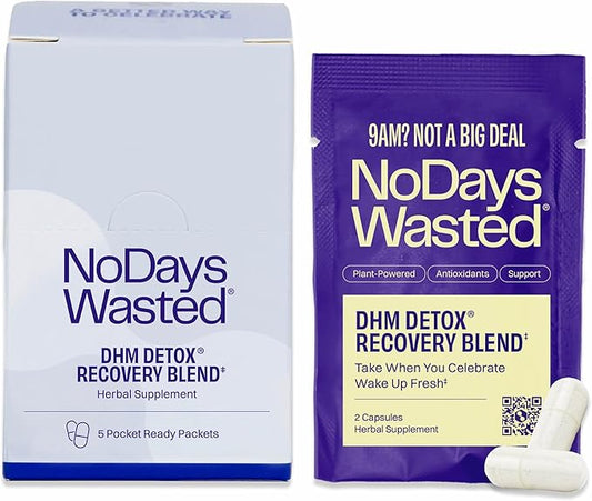 DHM Detox 5 Portable Servings - Optimized Blend of DHM (Dihydromyricetin Supplement) and Vitamins to Take During Evening for Better Next Day and Recovery