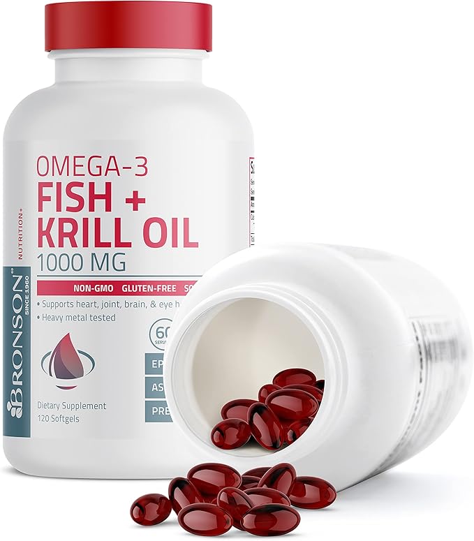 Bronson Omega-3 Fish + Krill Oil 1000 MG 120 Softgels