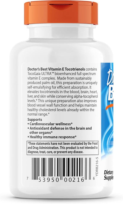 Doctor's Best Vitamin E Tocotrienols contains 60 Count