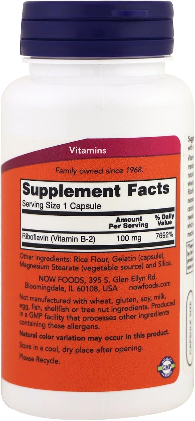 NOW Foods Now Foods, (2 Pack) B-2, 100 100 mg, 100 Capsules