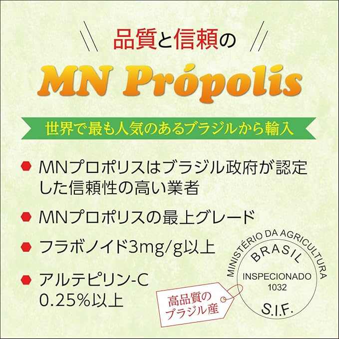 AFC Japan Brazilian Green Propolis Extract with Honey Spray, 25% Propolis Extract (35% Dry Extract), Rich in Flavonoids (>3mg/mL), for Sore Throats & Immune Support