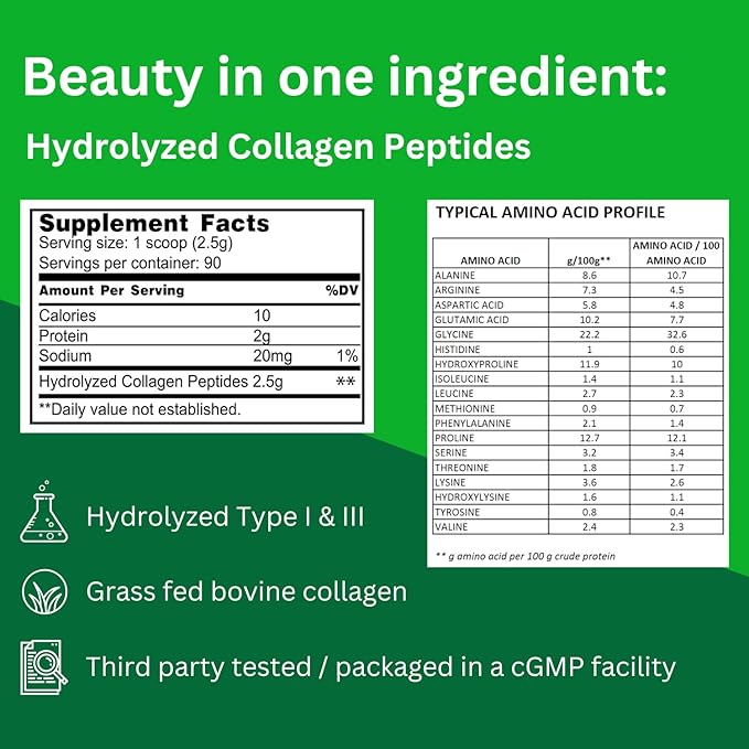 Bioactive Collagen Peptides Powder (90 Servings) 18 Amino