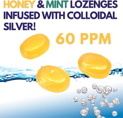 Silver Biotics Colloidal SIlver Lozenges | 60 PPM Ag₄O₄ SilverSol | Immune Support + Throat Soothing Lozenges | Manuka Honey | 21 Count