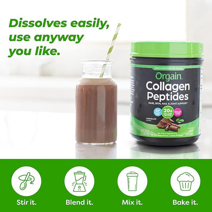 Orgain Hydrolyzed Collagen Peptides Powder 20g Grass 1lb