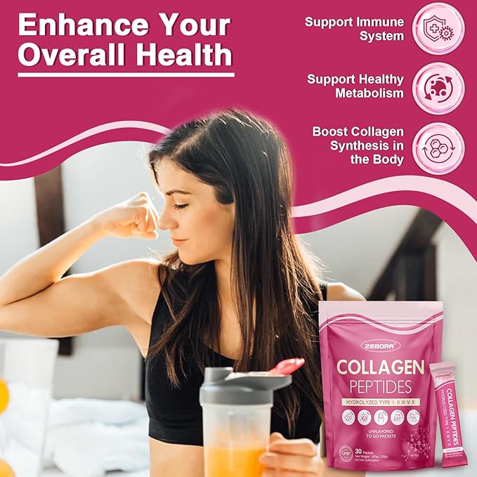 ZEBORA Collagen Peptides Powder Packets 5 Billion 30 Stick