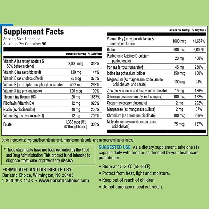 Bariatric Choice Once Daily Bariatric Multivitamin 45 mg (90ct)