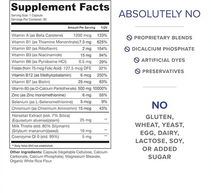 Acne Pills for Teens & Adults | Clear Skin Supplement, Vitamins for Hormonal & Cystic Acne, 90 Caps
