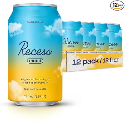 Recess Mood Magnesium Supplement Drink Calming 12 Ounce, 12 (Tropical