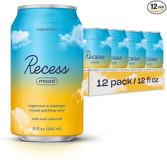 Recess Mood Magnesium Supplement Drink Calming 12 Ounce, 12 (Tropical
