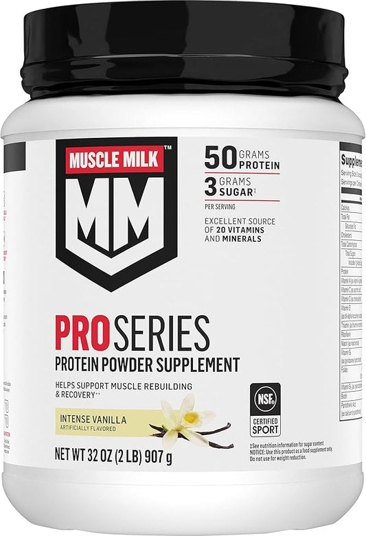Muscle Milk Pro Series Protein Powder 2 Pound, 11 Servings, 50g Protein, 3g Sugar, 20 Vitamins