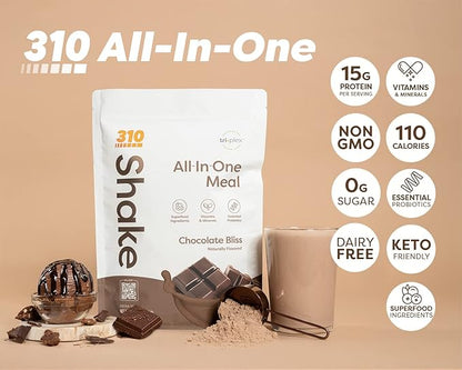 310 Nutrition – All-In-One Meal Replacement Shake Starter Kit - Fiber Rich Vegan Superfood Blend - Natural Sweeteners - Low Carb Shake, Keto & Paleo Friendly - Gluten Free - 26 Essential Vitamins & Minerals – 3 Flavors with Shaker Cup
