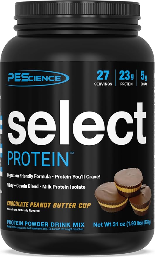 PEScience Select Low Carb Protein Powder, Chocolate Peanut Butter Cup, 27 Serving, Keto Friendly and Gluten Free