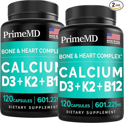 PrimeMD 4-in-1 Calcium Supplement for Women 600mg with D3 K2 K2 5000IU 5000IU Supplement (240 Count)