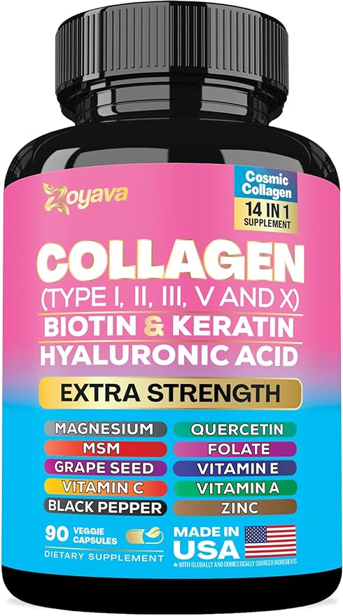 Zoyava Collagen Pills Peptides Types I, (90 Caps)