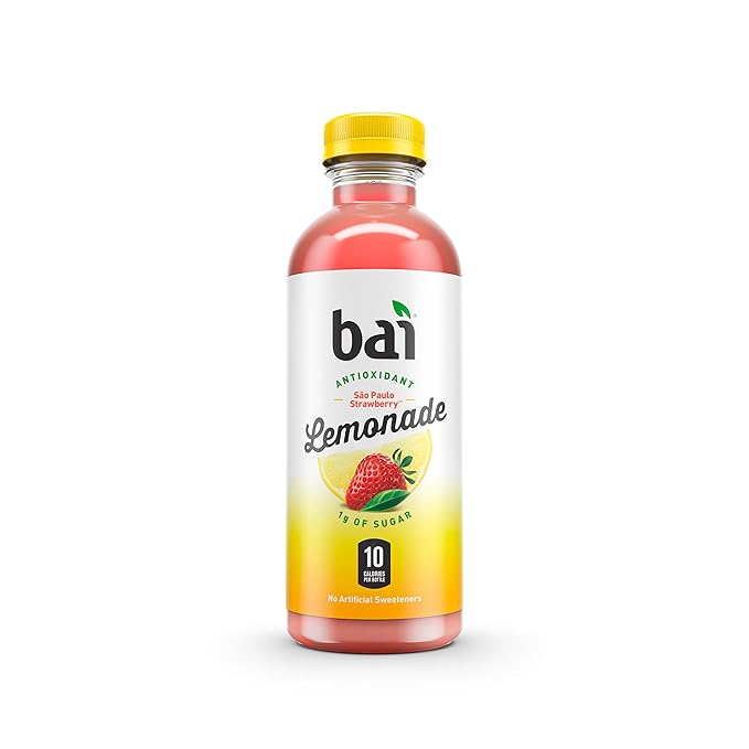 Bai Flavored Water, São Paulo Strawberry Lemonade, Antioxidant Infused Drinks, 18 Fluid Ounce Bottles, 6 Count