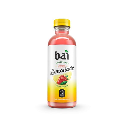 Bai Flavored Water, São Paulo Strawberry Lemonade, Antioxidant Infused Drinks, 18 Fluid Ounce Bottles, 6 Count
