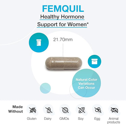 XYMOGEN Femquil - Promote Hormone Balance for Women - Biologically Active Methylfolate + Dim Supplement - May Help Ease Common Menopause & PMS Symptoms - Aid Antioxidant Activity (120 Capsules)