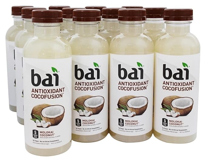 Bai5 Molokai Coconut Natural Antioxidant Infused Beverage, 18 Ounce (9 Bottles)