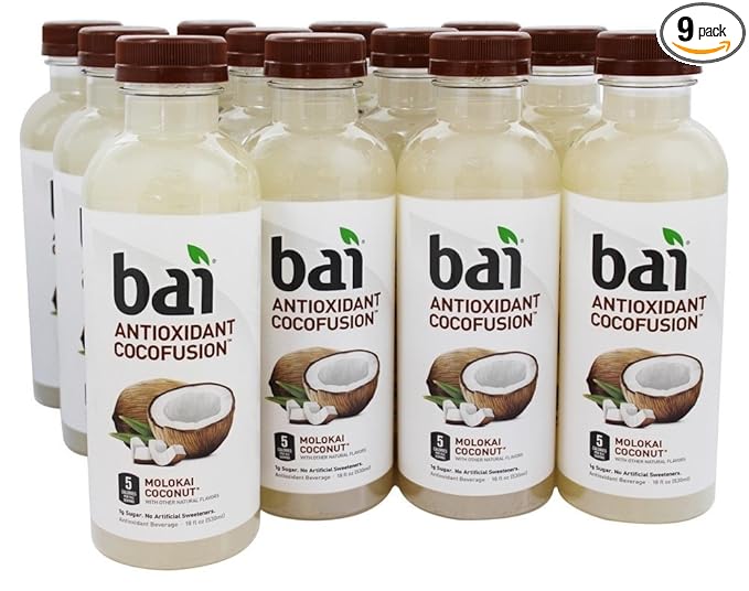 Bai5 Molokai Coconut Natural Antioxidant Infused Beverage, 18 Ounce (9 Bottles)