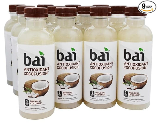Bai5 Molokai Coconut Natural Antioxidant Infused Beverage, 18 Ounce (9 Bottles)