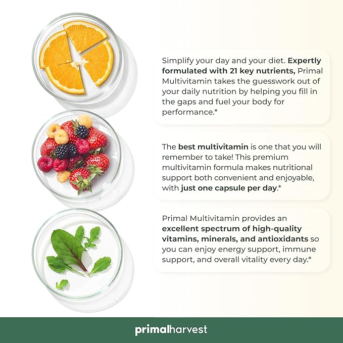 Primal Harvest Multivitamin for Women and B12, B6, B6, Biotin, (30 Capsules)