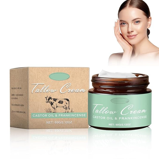 Grass-fed Tallow with Frankincense Oil & Castor oil,Tallow Moisturizer for Skin, Tallow and Manuka Honey Balm for Face & Body (1)