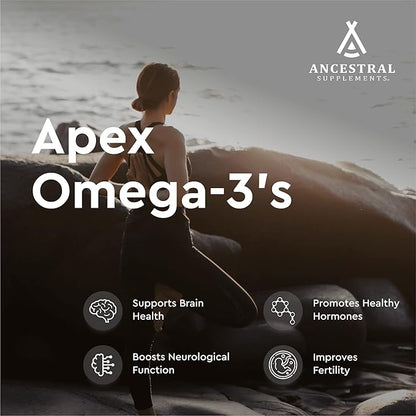 Ancestral Supplements Wild Caught Fish Eggs, 2400mg, Omega-3 Supplement Supports Brain, Heart, Fertility and Inflammatory Health, Whole Food Source of Vitamin D, K2, and A, Non-GMO, 180 Capsules