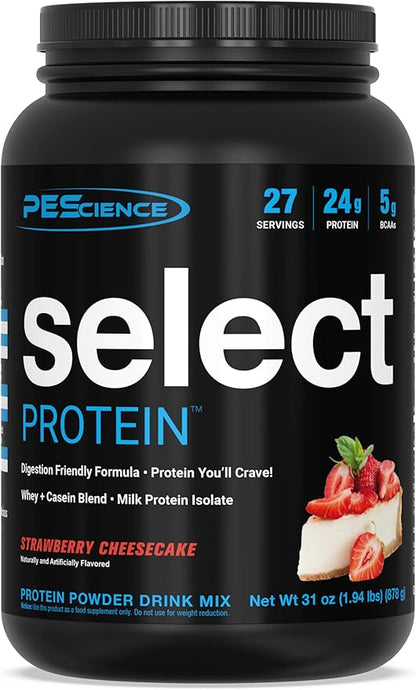 PEScience Select Low Carb Protein Powder, Strawberry Cheesecake, 27 Serving, Keto Friendly and Gluten Free