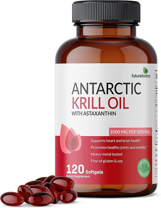 Futurebiotics Antarctic Krill Oil 1000mg Omega-3s EPA, 120 Softgels (60 Servings)