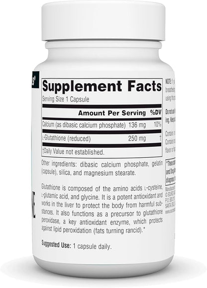Source Naturals Glutathione, Supplement for Liver 250mg - 30 Capsules