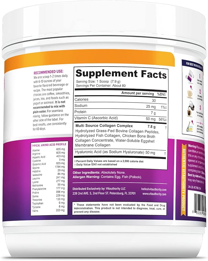 Multi Collagen Peptides Plus Hyaluronic Acid 60 Servings