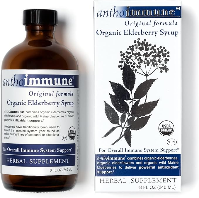 Organic Elderberry Syrup- Anthoimmune -Immune Support 8 floz (48 Servings)