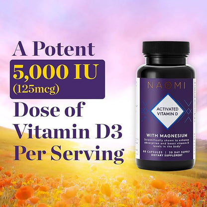 NAOMI Activated Vitamin D3 5000 IU (125 mcg) 60 Veggie 30 Day
