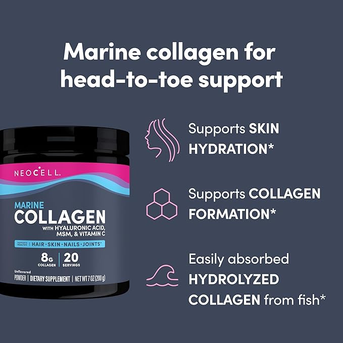 Neocell Marine Collagen with Hyaluronic Acid, 7 oz, 1 Canister