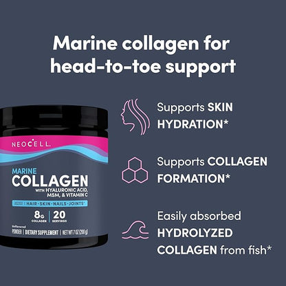 Neocell Marine Collagen with Hyaluronic Acid, 7 oz, 1 Canister