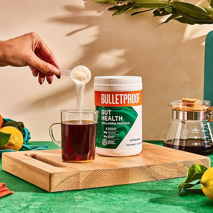 Bulletproof Unflavored Gut Health Collagen Protein, 14 Ounces, 10g Grass-Fed 2 Billion 10g Prebiotics