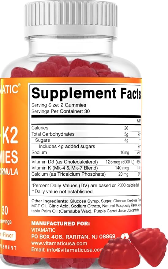 Vitamatic 2 Pack Vitamin D3 K2 Gummies 60 Count