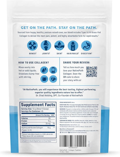NativePath Collagen Peptides Protein 1 & 3 Collagen 15.9 oz (45 Servings)