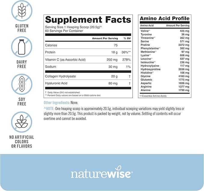 NatureWise Collagen Peptides Powder with Hyaluronic 60 Servings