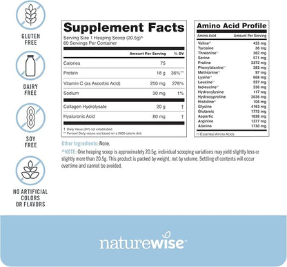 NatureWise Collagen Peptides Powder with Hyaluronic 60 Servings