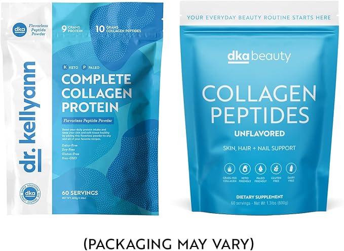 Dr. Kellyann Hydrolyzed Collagen Peptides Protein (60 Servings, 1.3lbs) Grass 9g, Collagen 10g